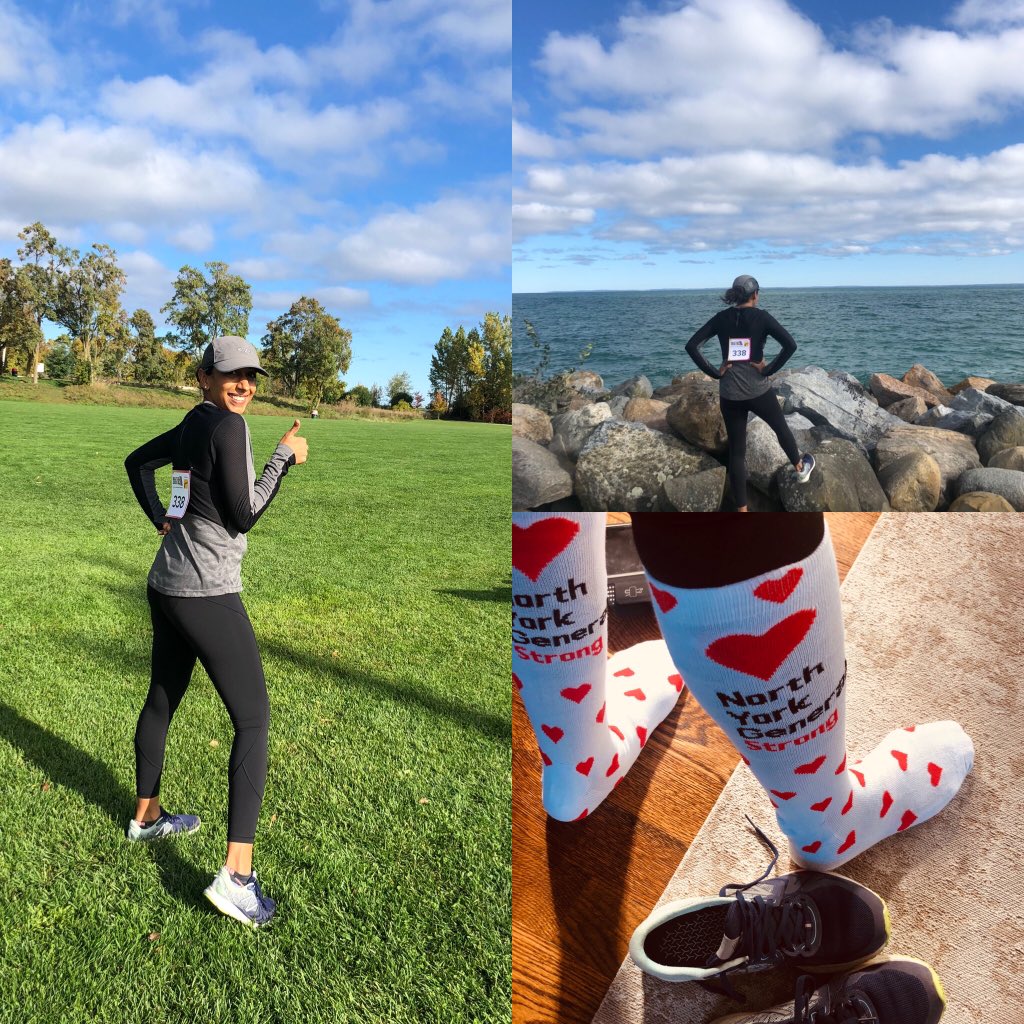 Beautiful run along the Georgian Bay surrounded by fall colours and brilliant blue water supporting <a href="/NYGH_News/">North York General</a> Legs out! #rally4NYGH #NorthYorkGeneralStrong <a href="/NYGHFoundation/">NYGH Foundation</a>