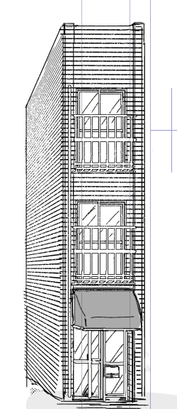 描いてはみたものの結局ほとんど見えなくなった建物みて…… 