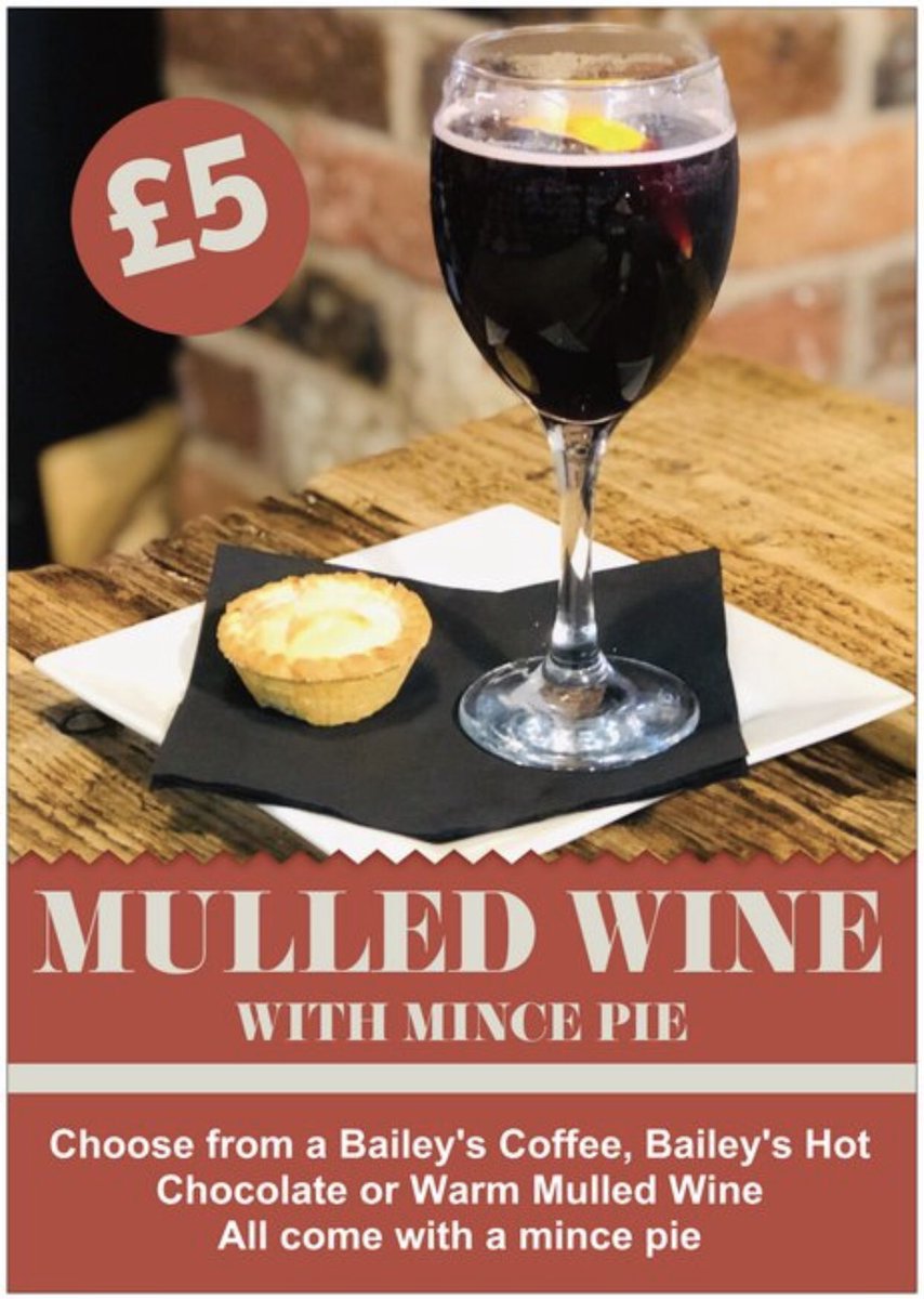Our winter £5 hot drinks deals launch on Monday 12th October. Bailey’s Coffee, #Baileys #HotChocolate or Warm Mulled Wine. All come with a #MincePie #stratforduponavon