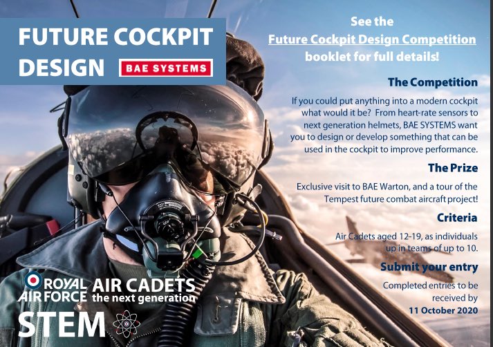 WOW! There’s been lots of fab entries for Future Cockpit Design competition! But you still have until midnight tonight to send entries. YOU could win a tour of BAE Warton &amp; TEMPEST project.
Oh... and we have an exciting announcement coming this week - watch this space! <a href="/aircadets/">RAF Air Cadets</a>