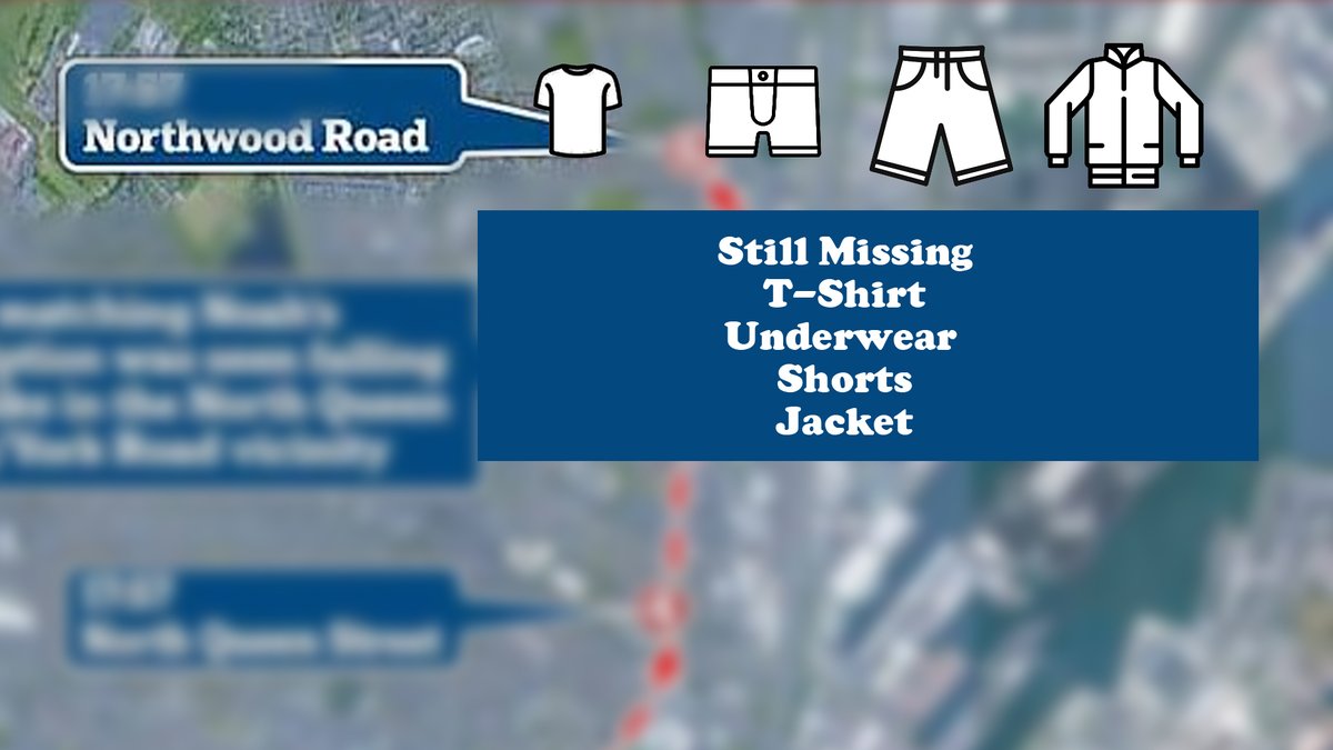 Some of his clothes were found in the same street, where the last known cctv sighting of the teenager was seen, on Northwood Road. Among them, his helmet, hoodie and shoes. His jacket, underwear, shorts and t-shirt are still missing