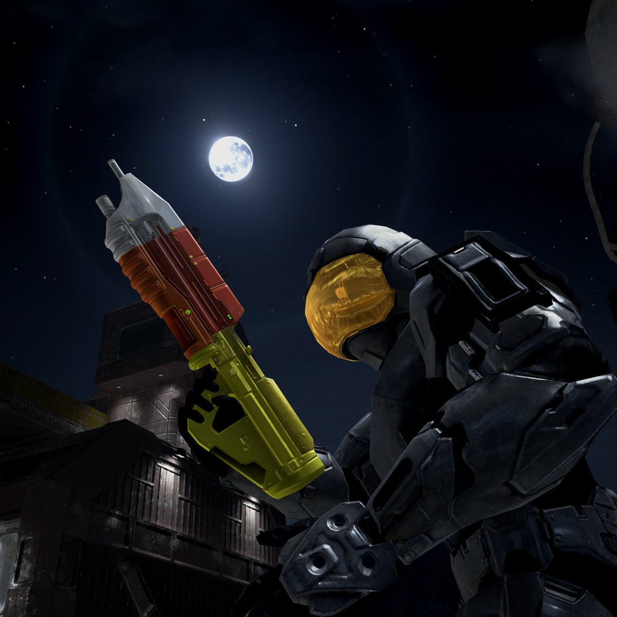 why_xbox's tweet photo. You know what would be great, some holiday themed weapon skins in Halo. Here's a candy corn themed Assault Rifle. 🎃 https://t.co/4NLdGW9vui