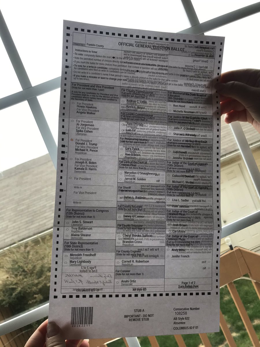 My roommate received her Ohio ballot in the mail today, and check out this watermark. Mind you, it’s nowhere else on the paper? <a href="/SenSherrodBrown/">Sherrod Brown</a> @ConnieSchultz <a href="/AOC/">Alexandria Ocasio-Cortez</a> <a href="/staceyabrams/">Stacey Abrams</a> <a href="/jonfavs/">Jon Favreau</a> <a href="/jonlovett/">Jon Lovett</a> what’s going on here..?