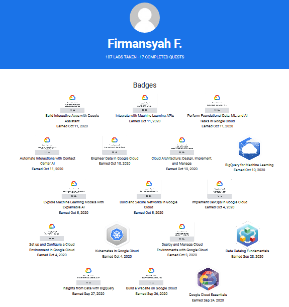 firmanhxc's tweet photo. Finally completed 17 quest, Great experience. So much learn about Data, AI, ML, Infrastructure and Application Development. Thank you, GCP!
@googledevsid 
@googlecloud 
@GCPcloud 
@GoogleCloud_ID
#JuaraGCP https://t.co/Xs9FBaP7hK