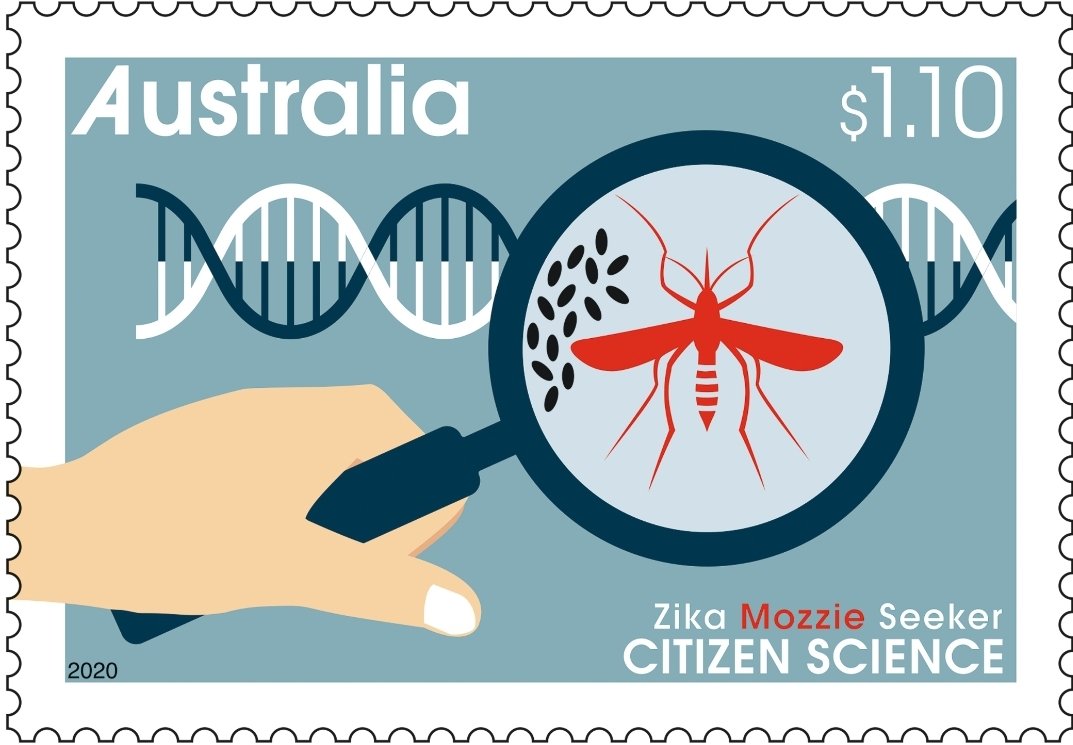 The #CitizenScience stamps were:
<a href="/QuestaGame/">QuestaGame</a> 
<a href="/ausbutterflies/">Butterflies Australia</a> 
@MetSthHealth's #ZikaMozzieSeeker and
#Ngukurr Wi Stadi Bla Kantri (We Study The Country)

Stamp designs by <a href="/DropbearDigital/">Dropbear</a> who did a fabulous job!