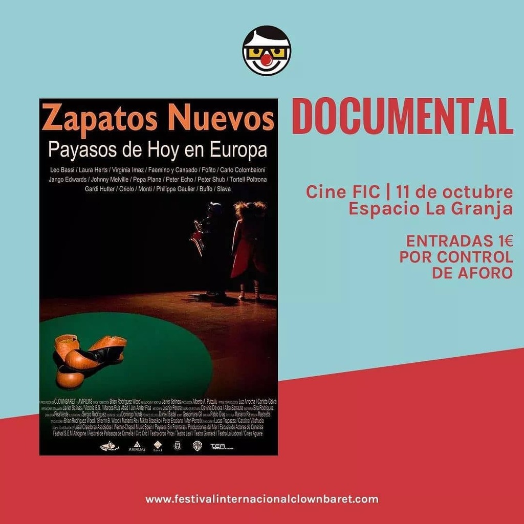 Cia_Clownbaret's tweet photo. Hoy proyectamos 'Zapatos Nuevos Payasos de hoy en Europa'. Si te gusta el mundo del clown y quieres conocerlo un poco mas en profundidad acércate al #espaciolagranja.
No se cuando volveremos a poder verlo en pantalla grande. https://t.co/UxnjXUkpso https://t.co/5O2FBNOLH4