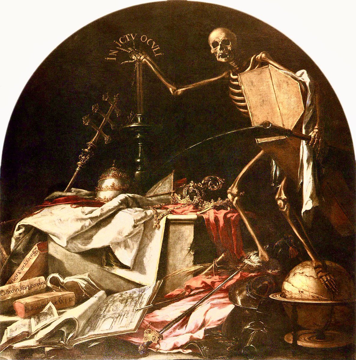 See also: Juan de Valdés Leal (1622 – 1690) Spanish painter of the Baroque eraSeveral of his paintings treat the subjects of vanitas, transience & mortality…… notably: “In Ictu Oculi” and “Finis Gloriae Mundi” for the Charity Hospital in Seville https://en.wikipedia.org/wiki/Juan_de_Vald%C3%A9s_Leal