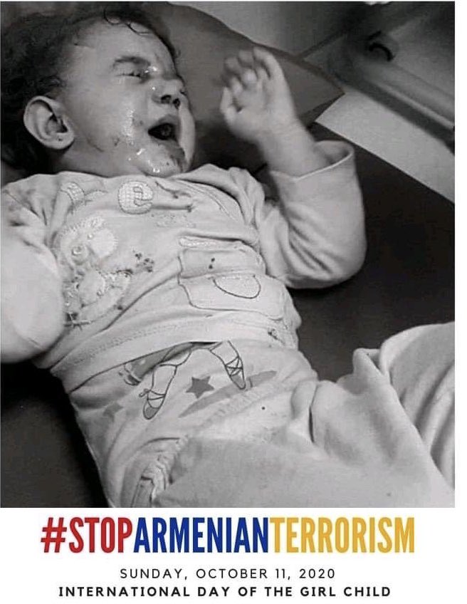 ulyaaaz's tweet photo. International Day of the Girl Child. This is an Azerbaijani kid. Armenian forces bombarded her house at 3 am. World have to see Armenia’s terrorism
#GirlChildDay #DayOfTheGirl  
#PrayForGanja
#StopArmenianAggression #StopArmenianTerrorism #kimkardashiansupportterrorism https://t.co/McwWqXMAWY