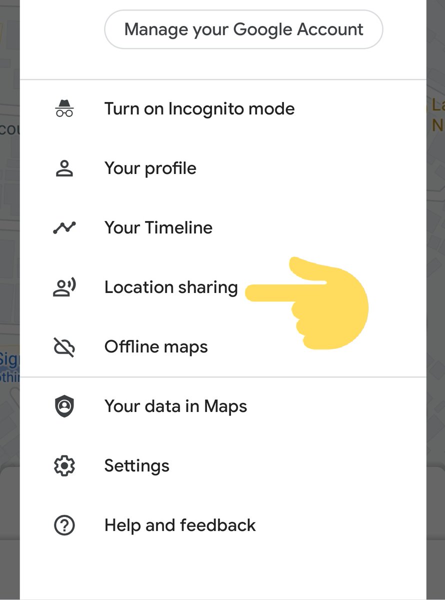 In the drop down menu, choose location sharing...