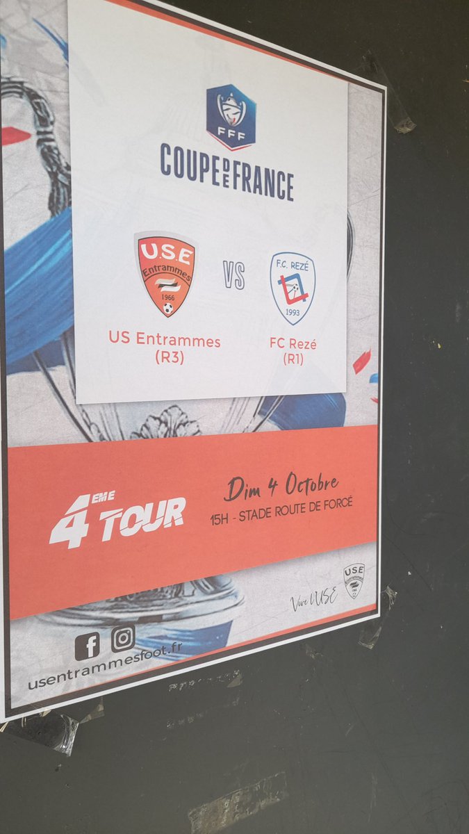 LeoHoenig's tweet photo. Further action in the Coupe de France Fourth Round today, with US Entrammes playing host to Reze FC. Entrammes are at Regional 3, tier 8, two below the visitors https://t.co/2KCq0XQ4RL