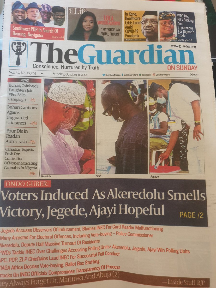 SayMama1's tweet photo. Incredible how tone deaf our local print media are. Should this be the front page headlines given all that has happened so far this weekend? Where are pictures of the protests? #scrapSARS https://t.co/nTadvcyDBf