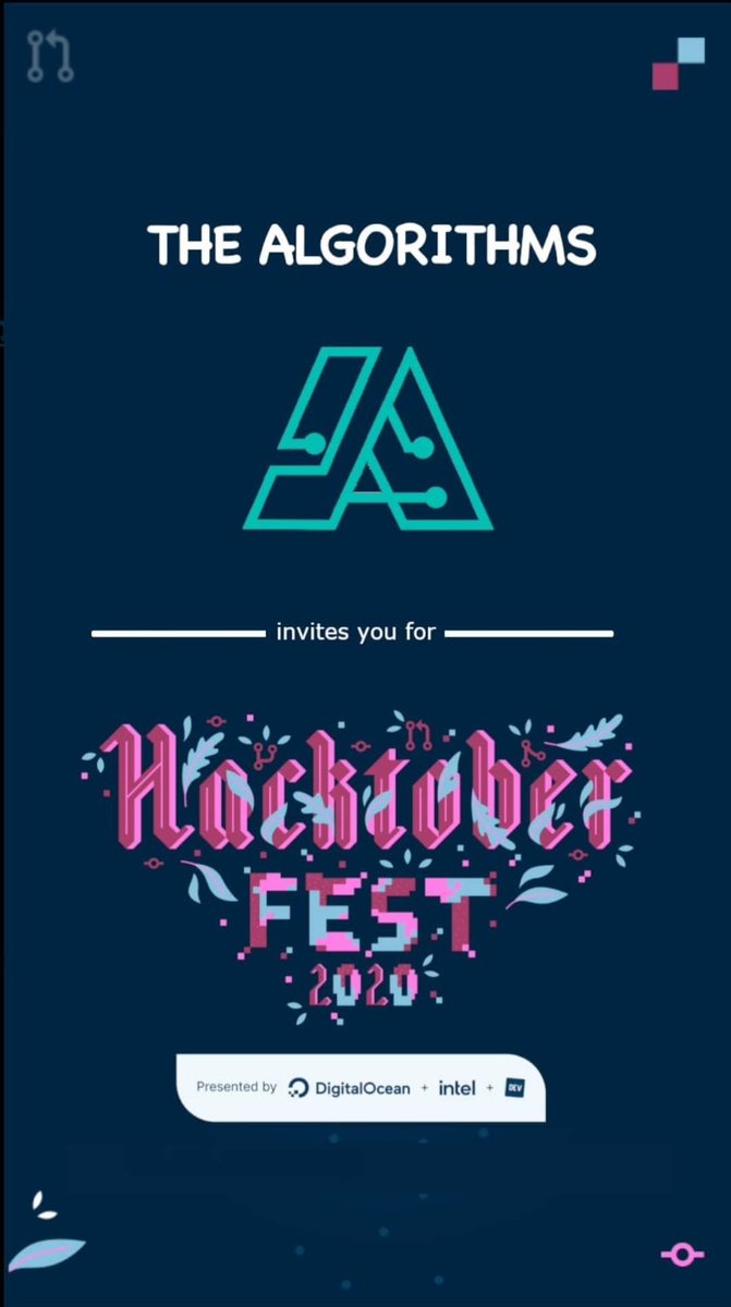 The_Algorithms's tweet image. To qualify for the official limited edition #Hacktoberfest shirt, you must register and make 4 PRs in October.
We invite you to contribute to our repositories. PRs can be made to any public repo on GitHub, so public repositories of #TheAlgorithms organization can help you win.