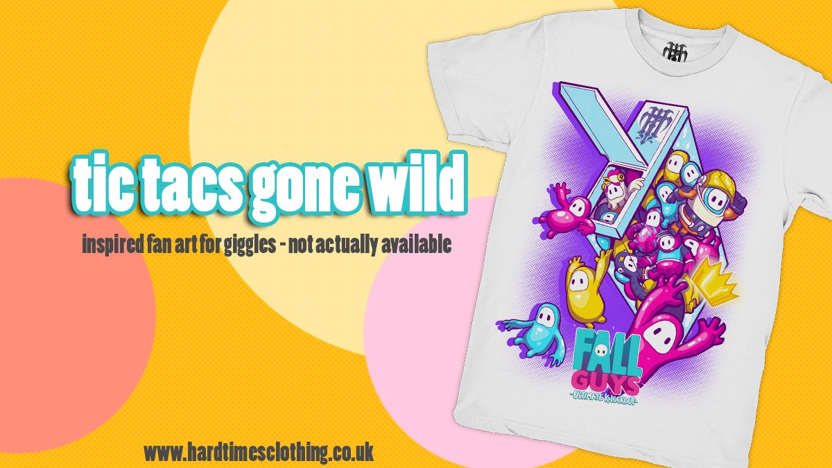HardTimes_UK's tweet photo. So, a while back we got heavily into @FallGuysGame and decided to have a bit of fun imagining if #FallGuysSeason2 asked us to do something wacky.

This is just some fun fanart, you can't buy this but they should totally do merch *cough* and get a small UK company to help https://t.co/dy1YPlr6hO