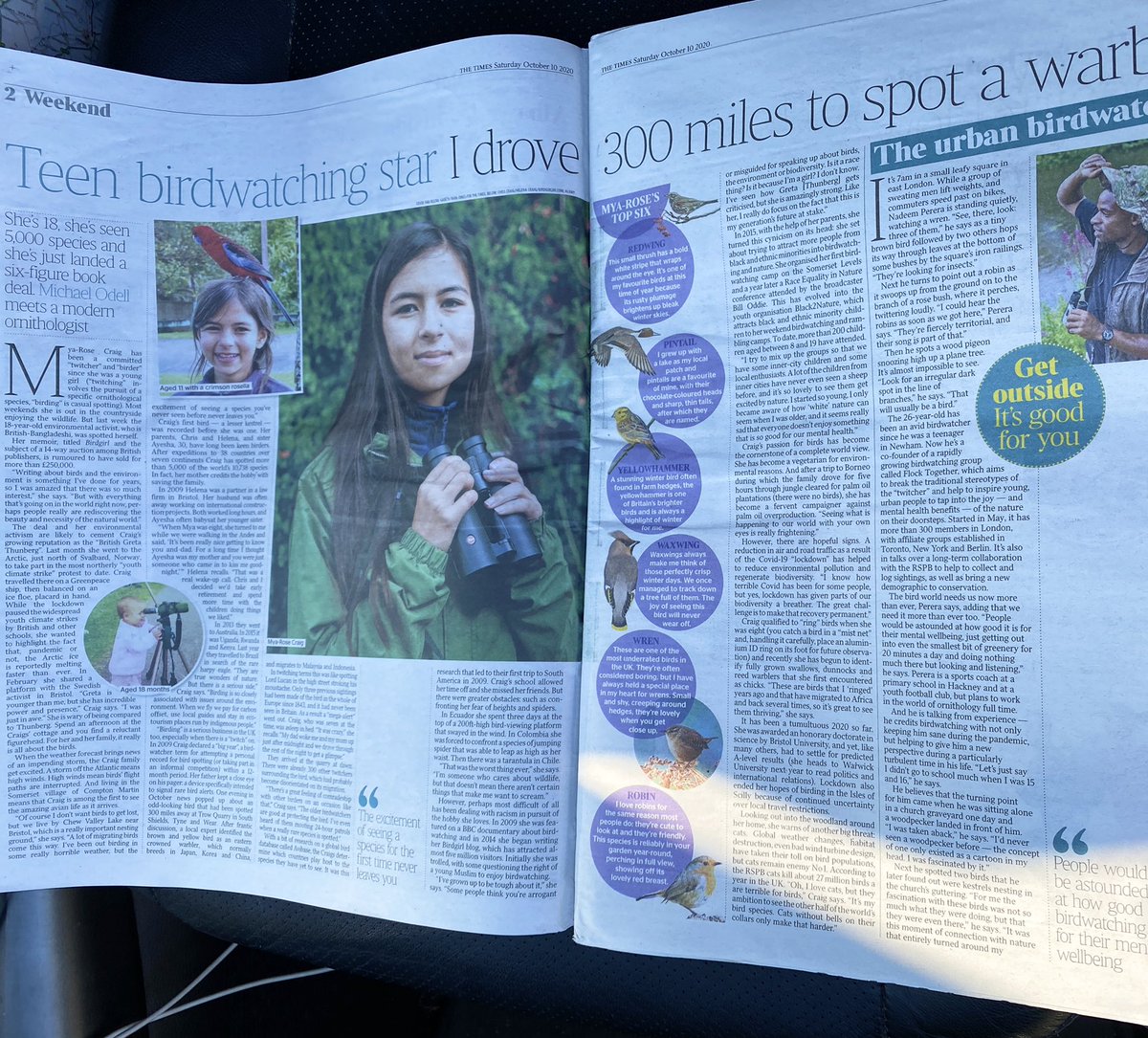 It was exciting to be in <a href="/thetimes/">The Times and The Sunday Times</a> yesterday on the front of the Weekend Magazine with the 2nd 2-page spread this year &amp; also talking about what I love most - birds, bird, birds.  Read my favourite 8 winter birds to look out for @Springwatch. If you haven’t already, pls follow me
