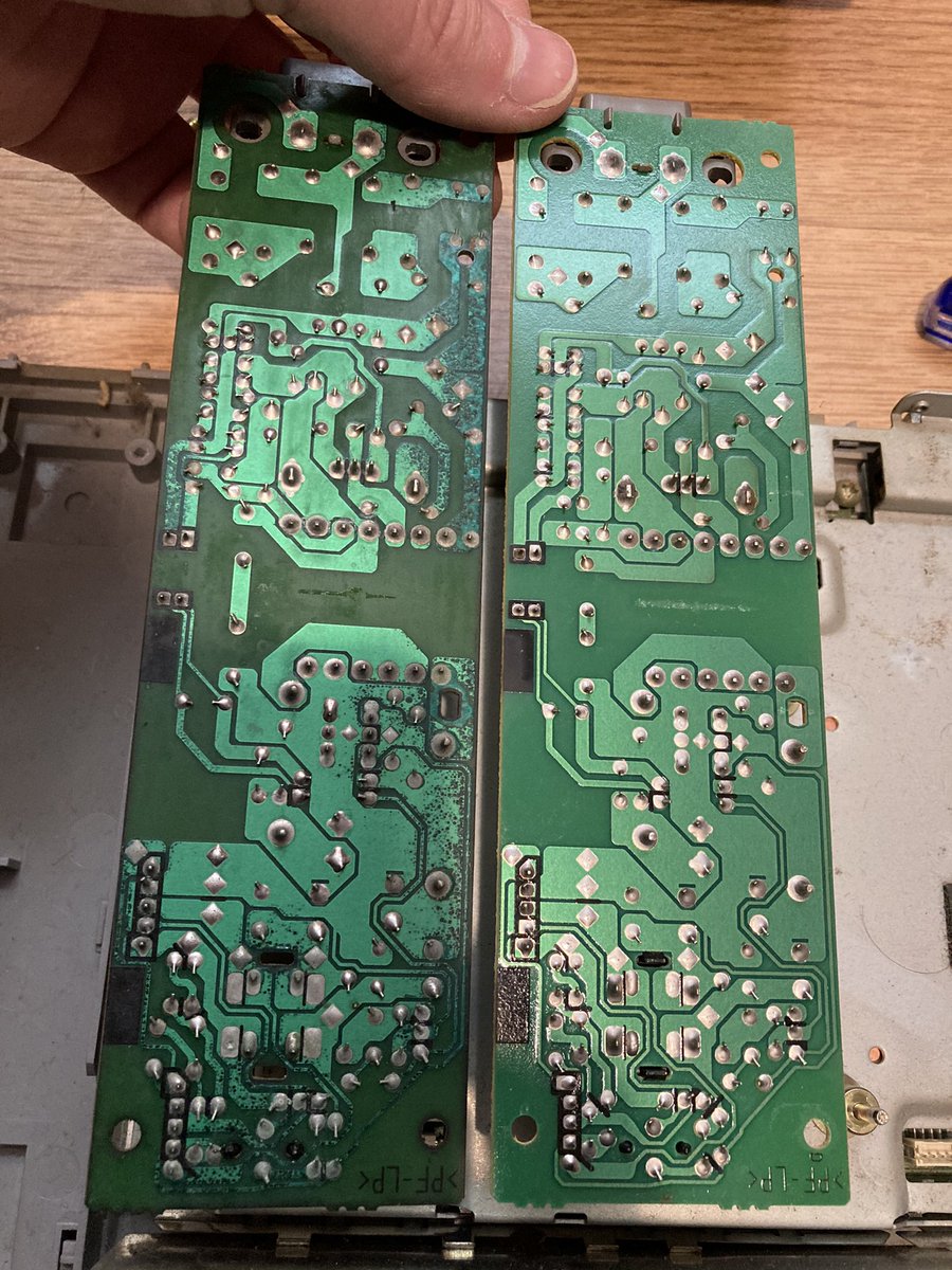 This was meant to be used as a donor power supply for the one to the left. Perfect for that, see the corrosion. But plans changed.