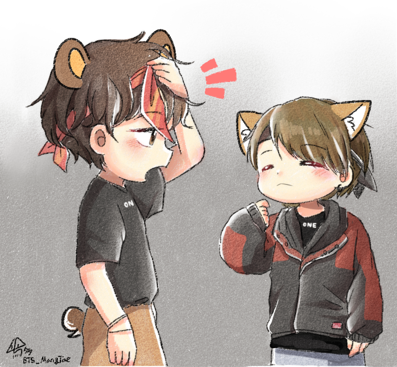 BTS_MangTae's tweet photo. 🐻🐱

#BTS #btsfanart #V #SUGA https://t.co/dSTzCuhtSG