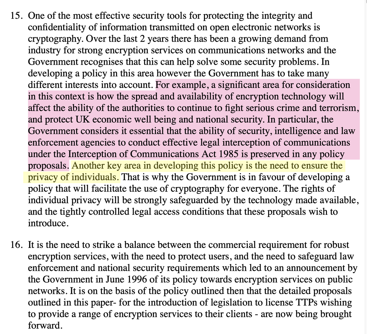 To this day I strongly believe that the ratio of pink-text to yellow-text in this paragraph, reflects the Government's actual concern for the privacy of individuals: