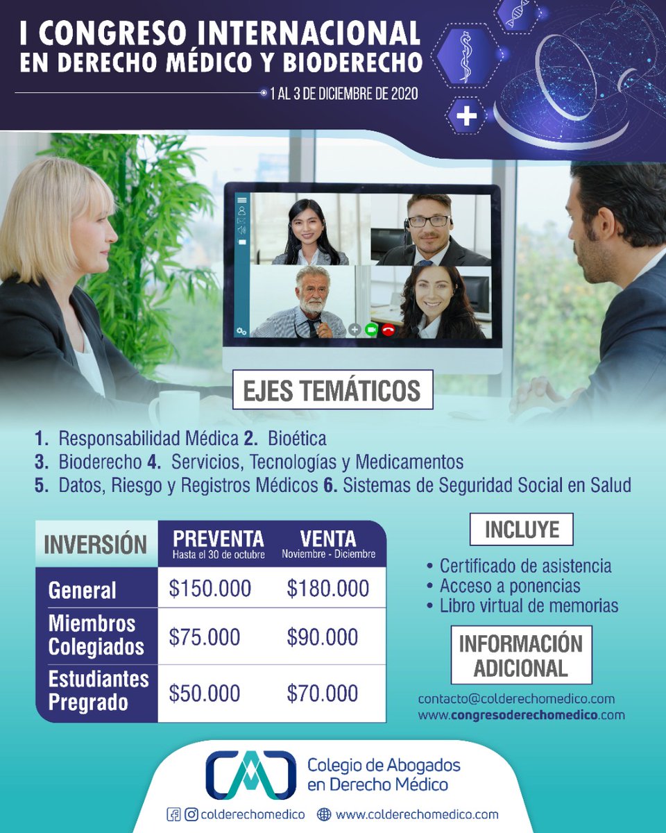 colderechomed's tweet photo. ¡Tenemos una gran lista de conferencistas nacionales e internacionales! Registrate en https://t.co/5ne6GtzwGF #congresoderechomedico https://t.co/35Xlwj97QU