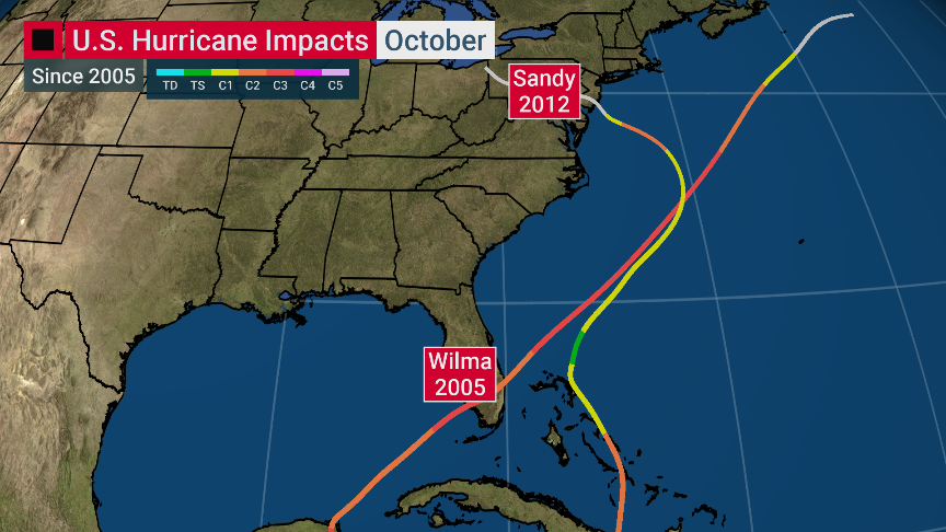 However, there's been some pretty notable storms past October 11th. These include Sandy in 2012, Wilma in 2005