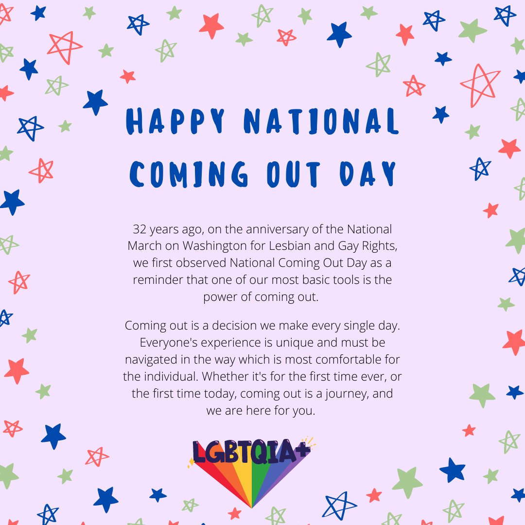Happy #NationalComingOutDay NEACURH! It takes immense bravery to live openly, we support you and today we celebrate you!