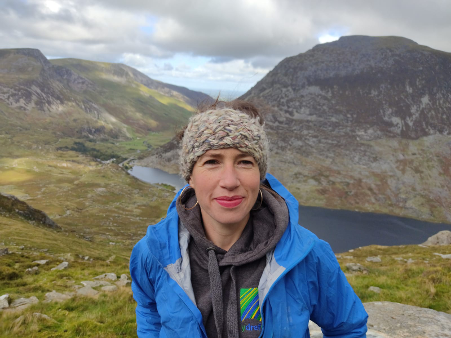 Nina Bentley lives in  #BlaenauFfestiniog where she works for a social enterprise group in the Vale of Ffestiniog. She has two children who attend a local school where they learn  #Welsh. Here she is walking in  #Snowdonia