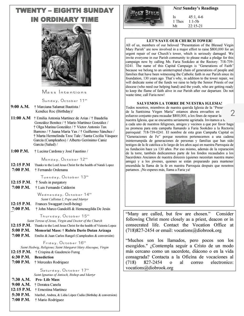 BlessedVirginM's tweet photo. Weekly Bulletin 10-11-2020 https://t.co/FHjRee1h5g