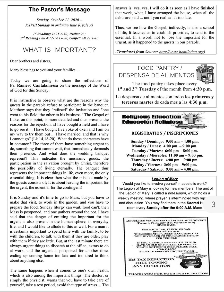 BlessedVirginM's tweet photo. Weekly Bulletin 10-11-2020 https://t.co/FHjRee1h5g