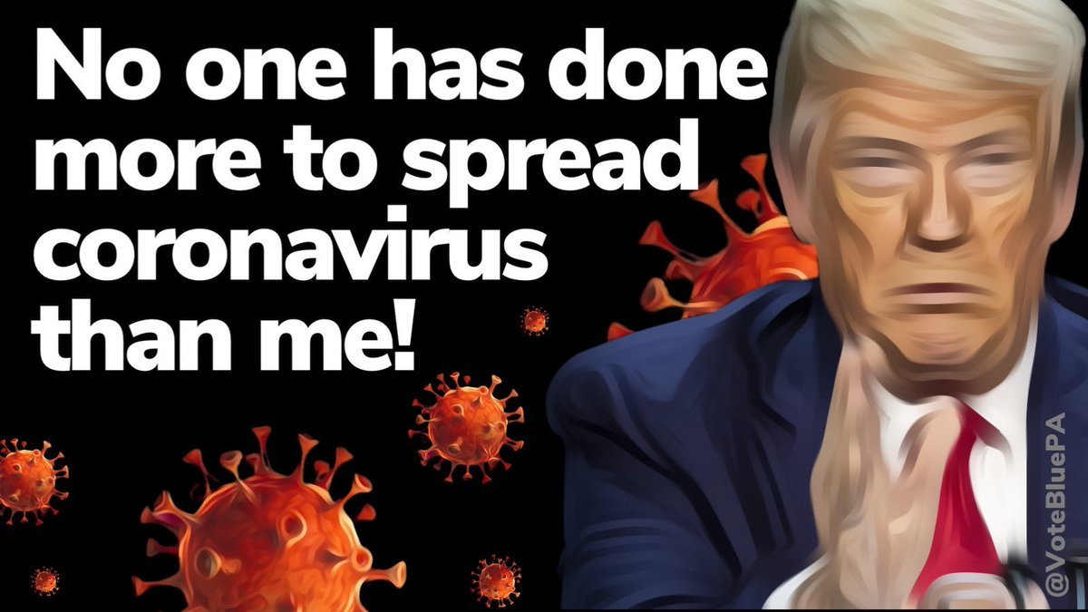Joanieroni's tweet photo. Why would anyone still support this monster when he has shown that he has no plan, no interest and no intention to eliminate the biggest threat to our lives and national security?
He has actively promoted the virus by holding rallies and embracing the herd immunity approach. https://t.co/FNqK4NdfSS