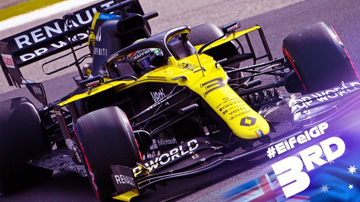 ausgrandprix's tweet photo. 🇦🇺 @danielricciardo has got it 🙌 He has taken his first podium for @RenaultF1Team at the #EifelGP 🥉 #F1 https://t.co/7Ymneh2KxK