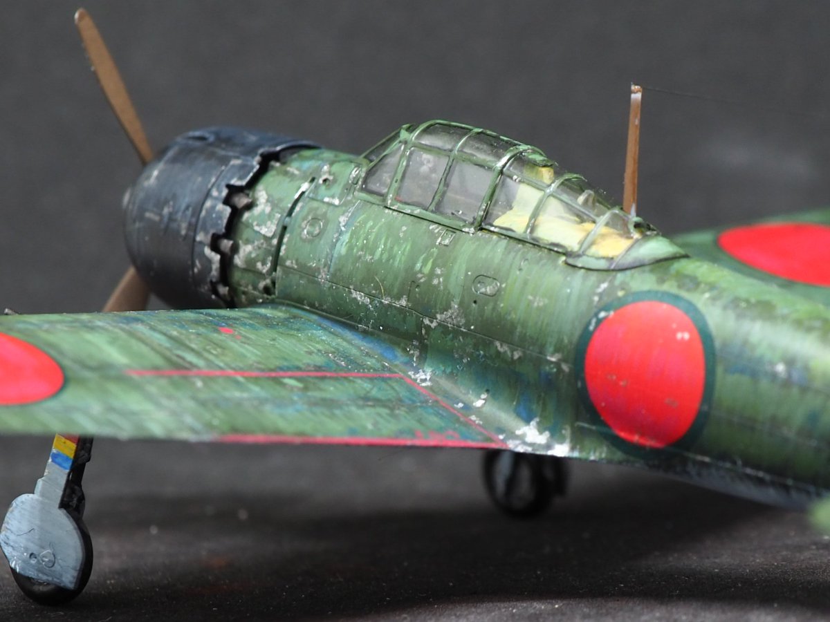 タミヤ1/72零戦52型完成しました アンテナ線以外はキットのまま、退色