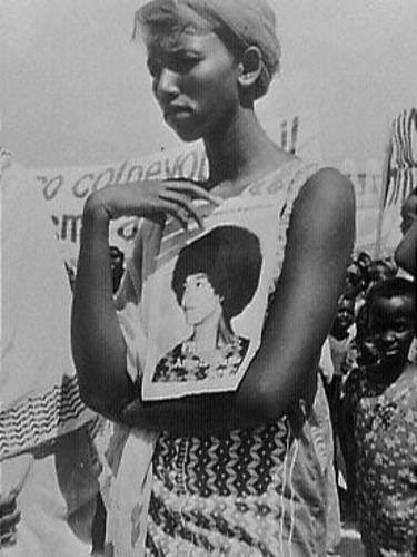 Somali women protesting for the release of Angela Davis in Mogadishu (1972)