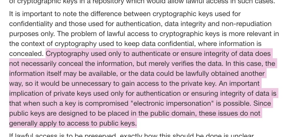 The OECD also clearly identify that some forms of back-door also put data assurance at risk; and we are not seeing discussion of that nowadays: [ link:  https://www.oecd.org/sti/ieconomy/guidelinesforcryptographypolicy.htm#recommendation ]