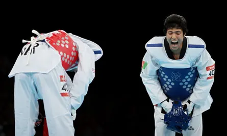 #80Rohullah Nikpai was brought up in a refugee camp in Iran and picked up Taekwondo by watching movies. In 2008 Games, he beat 2-time world champion Juan Antonio Ramos of Spain in repechage to win bronze and become his Afghanistan's first Olympic medalist