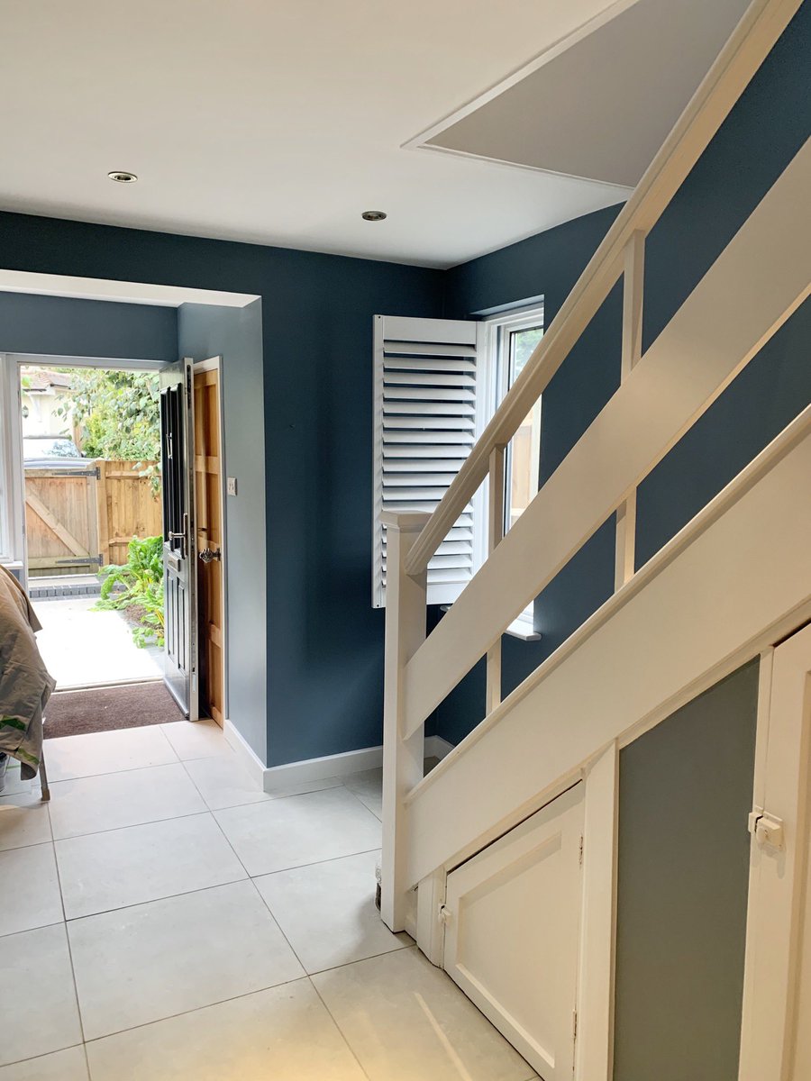 BardallDecor's tweet photo. H,S,L finished up on Friday. Cracks repaired using @ToupretUK #FibaCryl & #TX110 fillers
Ceiling @DTPaintExpert Supermatt
Walls @Tikkurila_UK #Optiva5 matched to Denim drift
Woodwork Caparol Haftprimer & finished in @BenjaminMooreUK ScuffX eggshell using @TwoFussyBlokes sleeves https://t.co/MzXugjJKaL