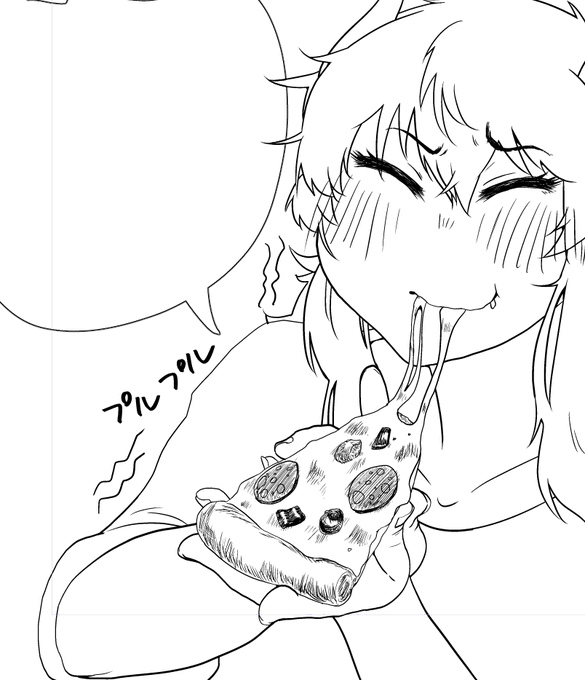 ここに力入れてていいのかと自問しつつ描いたピザ 