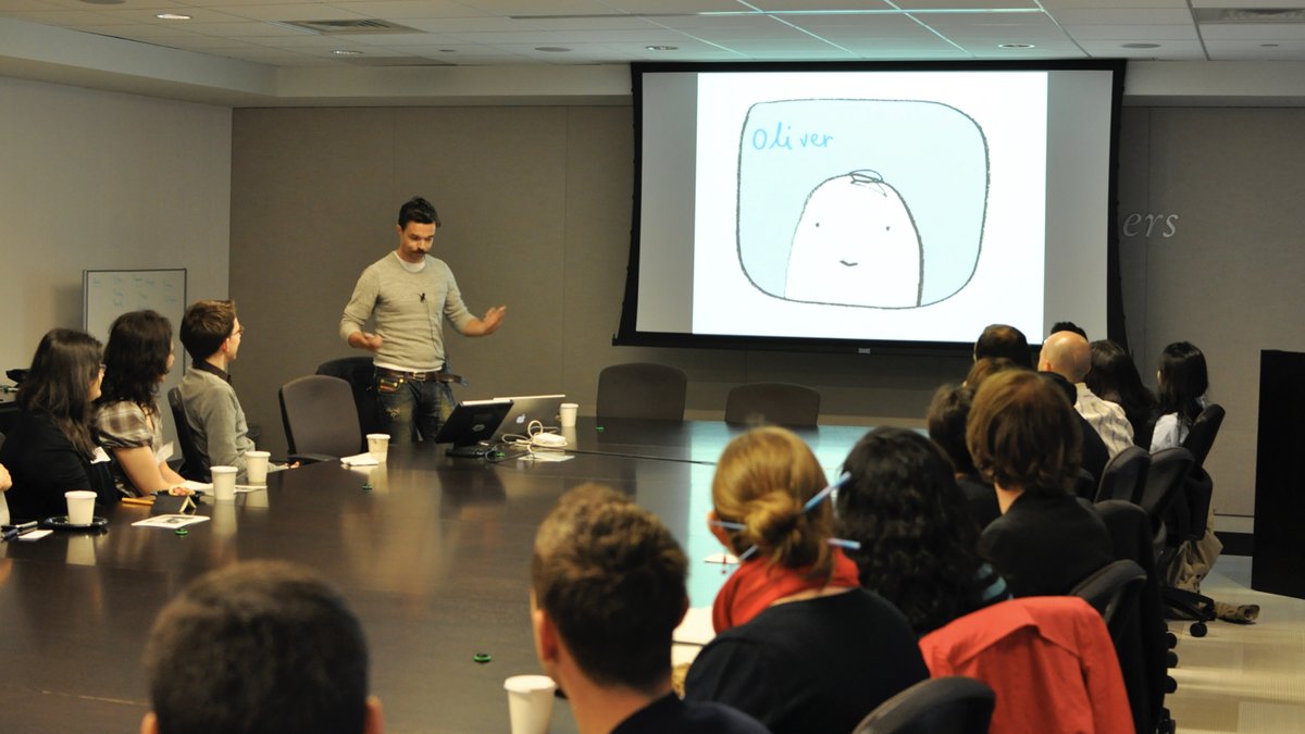 Or what about when  @OliverJeffers spoke in a big giant board room in 2010?! Oh my!