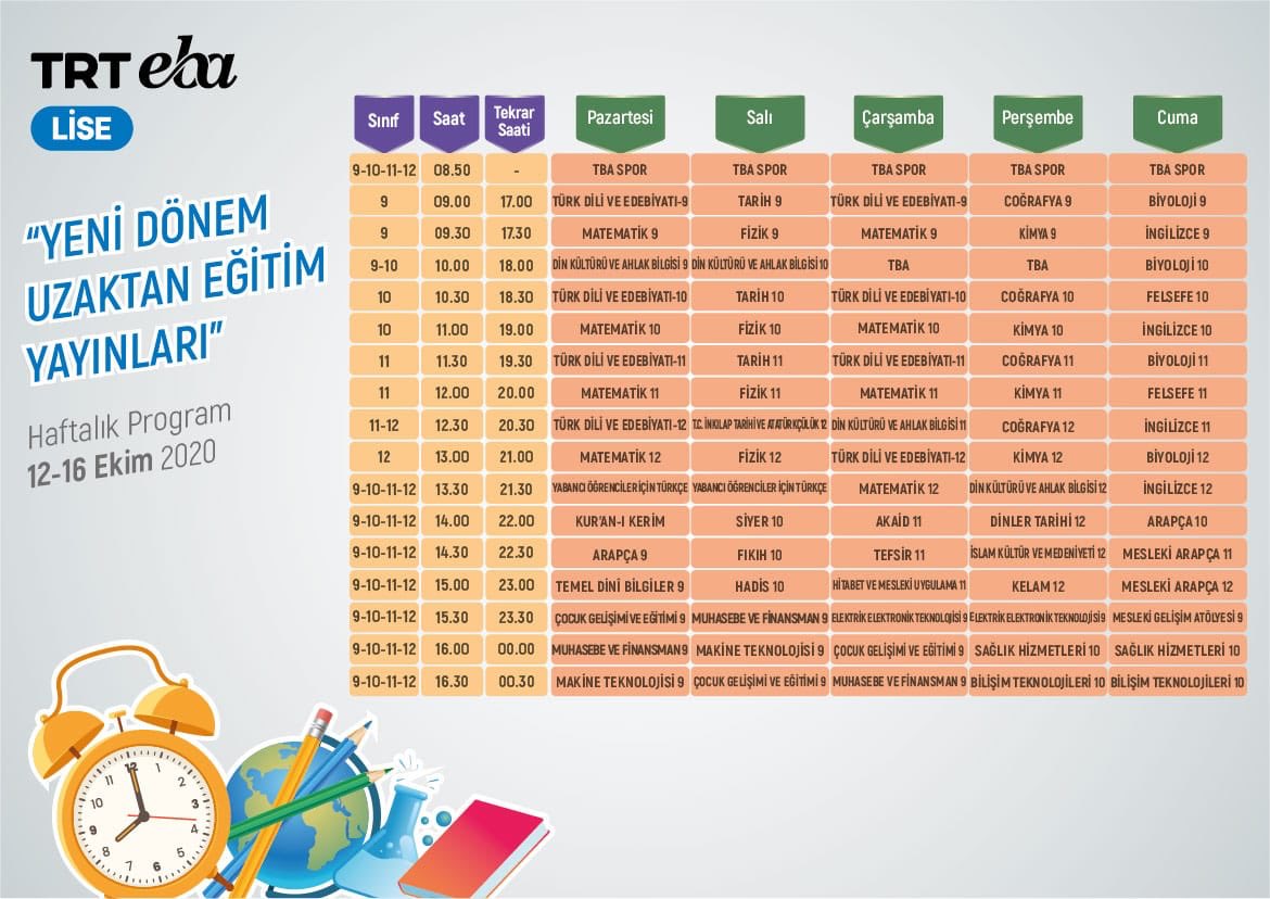 mem_etimesgut's tweet photo. 📺TRT EBA İlkokul, Ortaokul, Lise Kanallarında Bu Hafta

İşte, yeni haftanın ders programı 📝

🗓12- 16 Ekim 2020
@ziyaselcuk @turanakpinar @tamerkirbac #dersprogrami #eba https://t.co/oIiCikz3kC