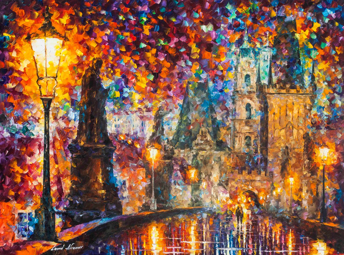 PRAGUE - NIGHT MAGIC — Pintura al oleo de Leonid Afremov afremov.com/es/prague-nigh…