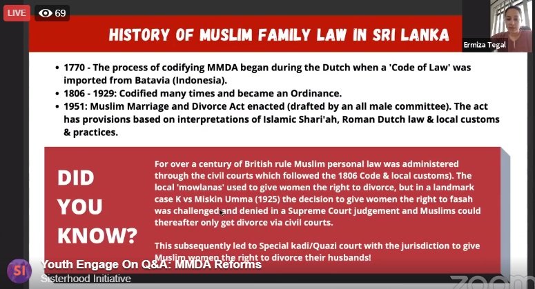 3. How did the MMDA come into fruition?  @ErmizaTegal explains the process of how the MMDA came into a reality. When Sri Lanka was colonised by the Dutch, the laws were brought in from present day Indonesia as a "code of law" and only enacted by an all male committee in 1951.