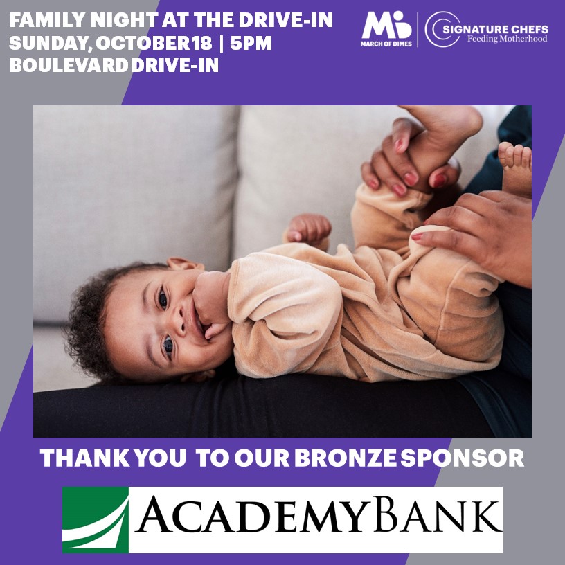 Thank you to our Bronze Sponsor, <a href="/BankWithAcademy/">Academy Bank</a>, for supporting Signature Chefs Family Night at the Drive-In! We are thankful for your generous support. Together, we can help fund groundbreaking research that will lead to a better tomorrow.  bit.ly/36w1D2a