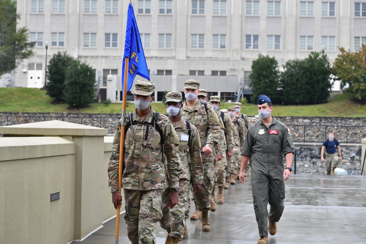 VMI1839's tweet photo. Air Force ROTC Detachment 880 looked sharp and ready to rise to the challenge in their training yesterday! Do you have what it takes to keep up with these cadets? https://t.co/i6peBYQKbJ #FallFTX #RahVaMil #VMIROTC https://t.co/OQrGNWruUv