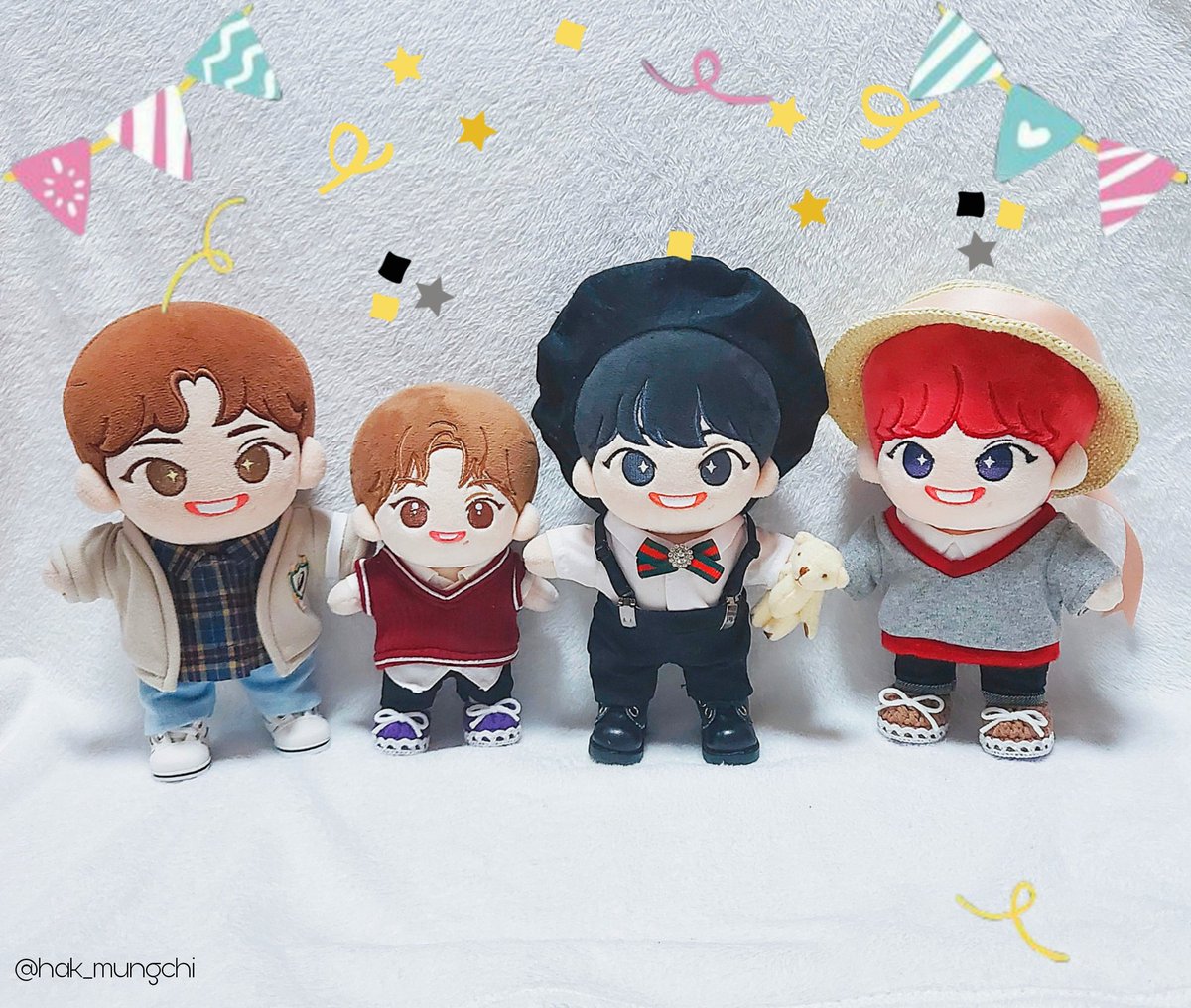 hak_mungchi's tweet photo. HAPPY 1ST BIRTHDAY BBOENG!!
뽀엥쓰 첫돌입니다아
뽀학이와 뽀톨이 뽀앤이가 축하해주고 있어용

#주학년 #JUHAKNYEON #주학년인형 #학뭉치 #뽀학이 #뽀엥이 #학토리 #뽀톨이 #체리뭉치 #뽀앤이 https://t.co/O4a2F56S6D