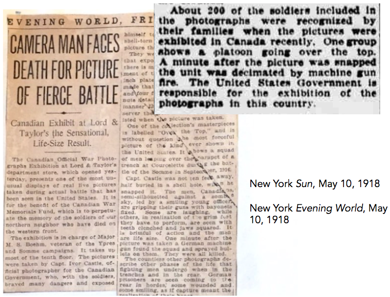 Not only were the photographs meant to show soldiers going into battle (ok), but now it included men just seconds before their deaths (um, what?). These photographs are fascinating because they represent one of the weird games of “telephone” that we see in FWW imagery.