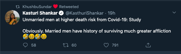 meghakaveri's tweet photo. It is 2020. Can we stop with the wife jokes already please? https://t.co/OEfhBEFEgV