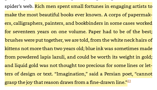 25/ The height of Seljuq miniature painting & and its "designs as delicate as a spider's web""“Imagination,” said a Persian poet, “cannot grasp the joy that reason draws from a fine-drawn line.”"