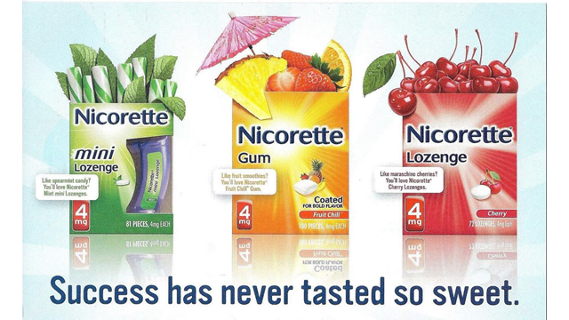 ChaunceyGardner's tweet photo. GSK holds the US license.  Johnson &amp; Johnson markets Nicorette globally.  These products are marketed to adult smokers.  There is no tobacco flavor.

@LungAssociation, @TobaccoFreeKids &amp; @truthinitiative insist smokers should only have access to tobacco-flavored nicotine vapes. https://t.co/TLPWiCDVOv