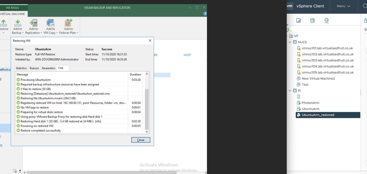 GarethEdwards86's tweet photo. Oh well thats interesting! @Veeam backed up and restored my new @esxi_arm VM absolutely fine! I wonder if I do a throwback and do a P2V this way of some of my physical @Raspberry_Pi units! Now just to compile #VMTools for Ubuntu ARM /cc @VeeamVanguard @VMware_UK #vExpert https://t.co/G1n36X3Ti9