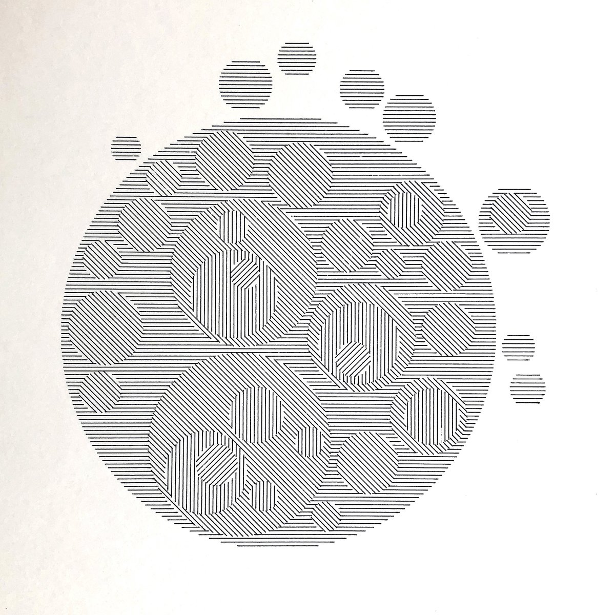Day 11 of  #inkotober on the plotter!Two takes on some circle fills.All gcode and  @openframeworks source code available here:  https://github.com/andymasteroffish/inktober_2020 #inktober2020 #inktober2020day11  #axidraw #creativecoding