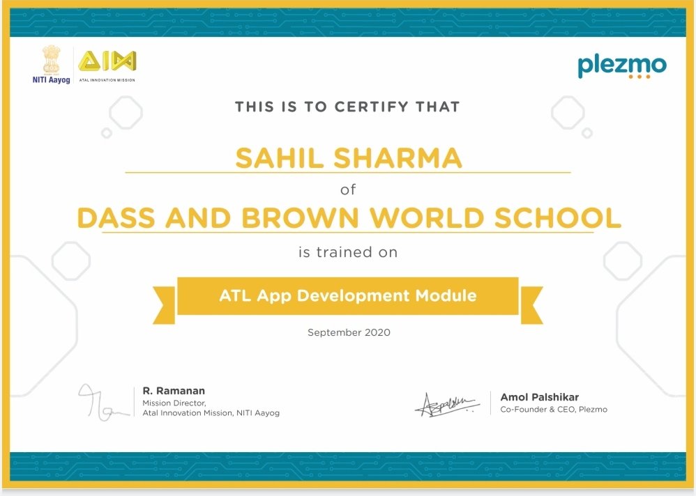 Successfully completed plezmo app development course🥳 <a href="/getplezmo/">Plezmo</a> <a href="/RthThakur/">®️icha Thakur</a> <a href="/Nisha09934399/">Nisha R</a> <a href="/NITIAayog/">NITI Aayog</a> <a href="/AIMtoInnovate/">Atal Innovation Mission Official</a> <a href="/dassandbrown/">DASS & BROWN</a> <a href="/Anuradh69654085/">Anuradha</a> <a href="/DrishtiArora16/">Drishti Arora</a> <a href="/Yashkamboj23/">Yashpreet</a> <a href="/Shiwali26065508/">Shiwali</a> <a href="/Sukhman69167410/">Sukhman Brar</a>
