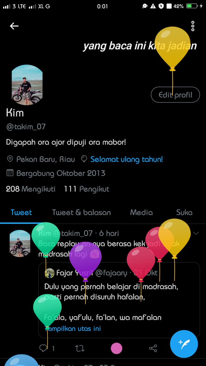 Semesta, terimakasih atas nafas yang kau berikan sampai detik ini.